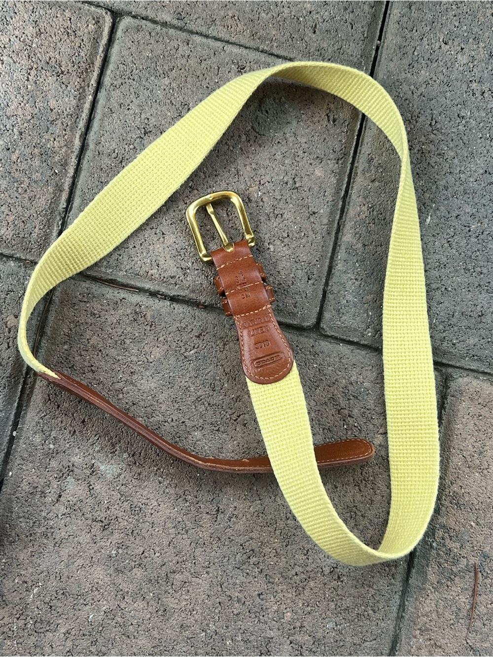Vintage Coach 3818 Natural Linen and Leather Belt Size 34